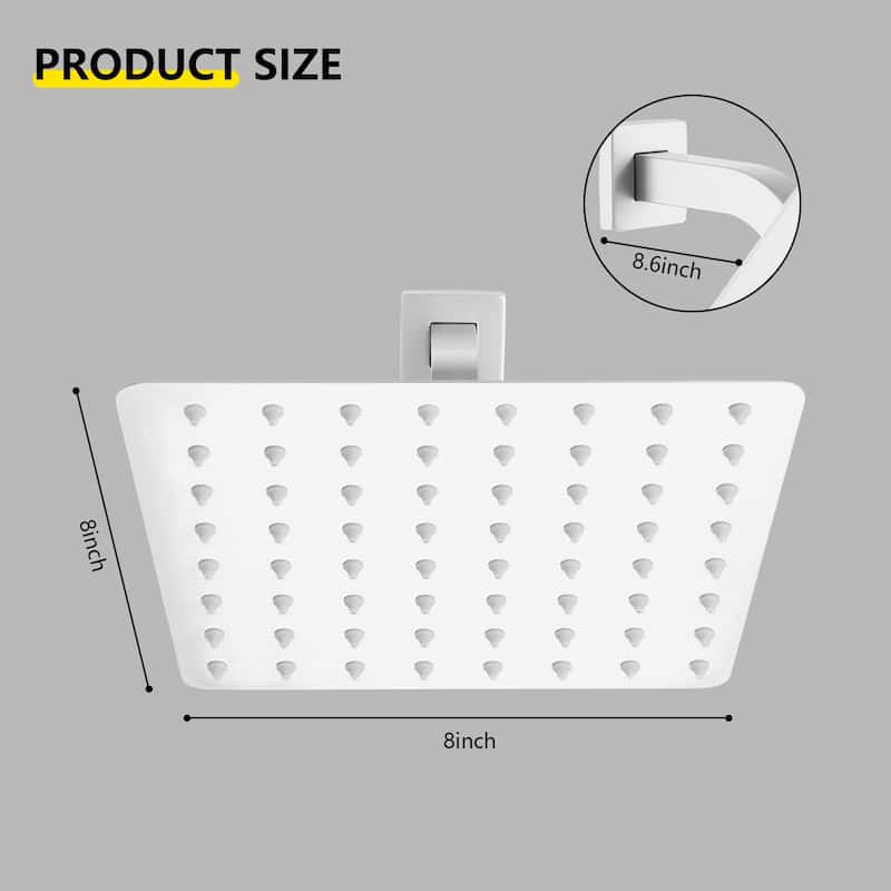 8" Square High Pressure Rain Shower Head,304 Stainless Steel Rain Shower Head - 8"X8"