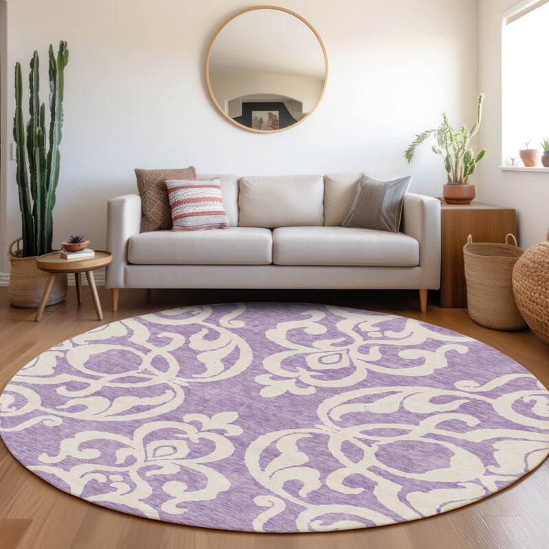 Premium Washable Super Soft Traditional Prince Mayfield Rug - Purple - 8' x 8'