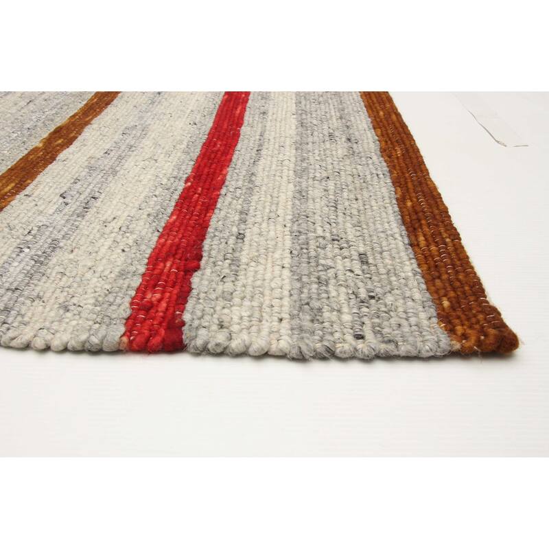 ECARPETGALLERY Braid weave Sienna Grey Wool Rug - 5'1 x 8'1