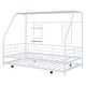 preview thumbnail 14 of 18, White Twin Size Metal House Bed with Trundle and Roof for Kids' Rooms