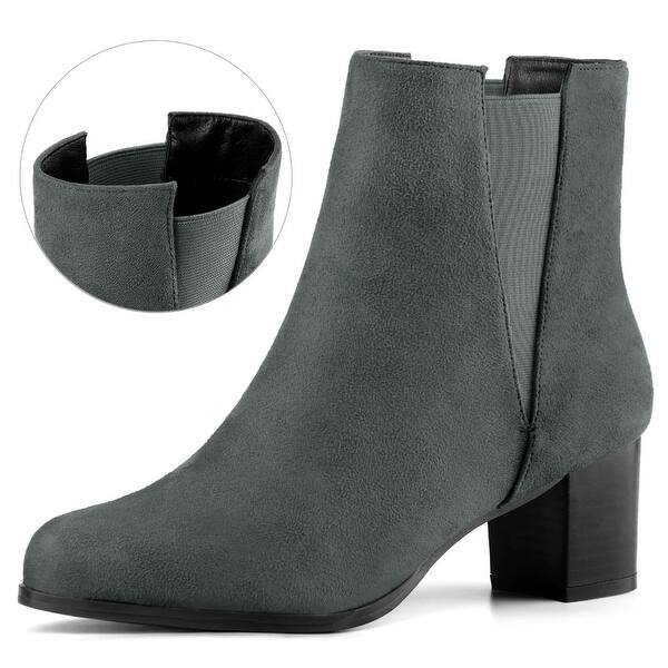 Shop Women S Round Toe Chunky Heel Ankle Chelsea Boots On Sale Overstock 28392778