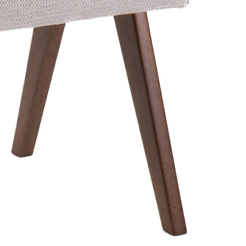 Cid Jose Dining Chair Set of 2, Beige Polyester, Walnut Brown Wood