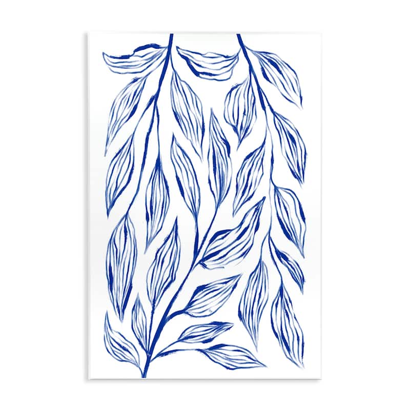 Stupell Simple Blue Leaves on White Wall Plaque Art Design By Martina Pavlova - 13 x 19