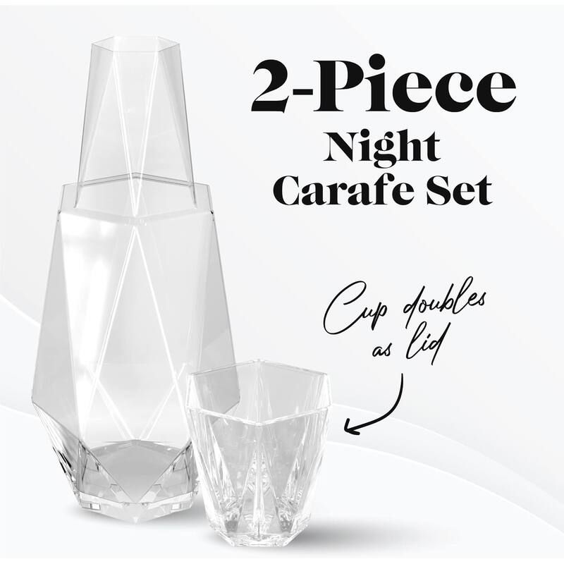 Fifth Avenue Crystal Geometric Glass Water Carafe and Tumbler - 37 Oz