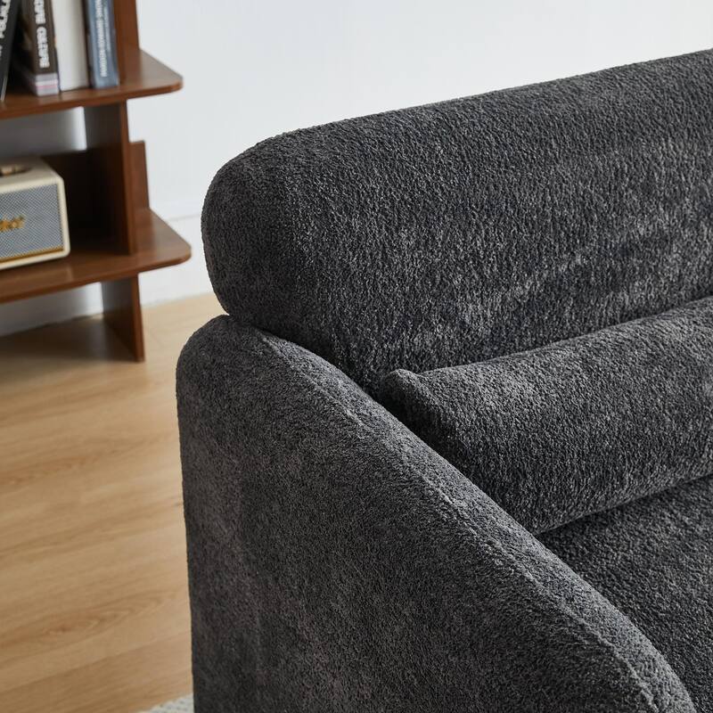 Stylish Velvet 2 Seat Sofa Accent Sofa with Lumbar Pillow, Loveseat Sofa Couch with Wood Frame for Living Room