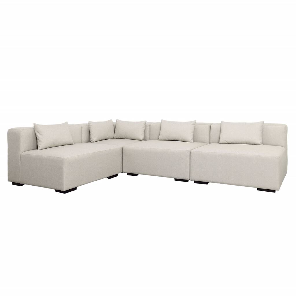 Vista 36" Wide Upholstered Outdoor Modular Ottoman, Warm Grey