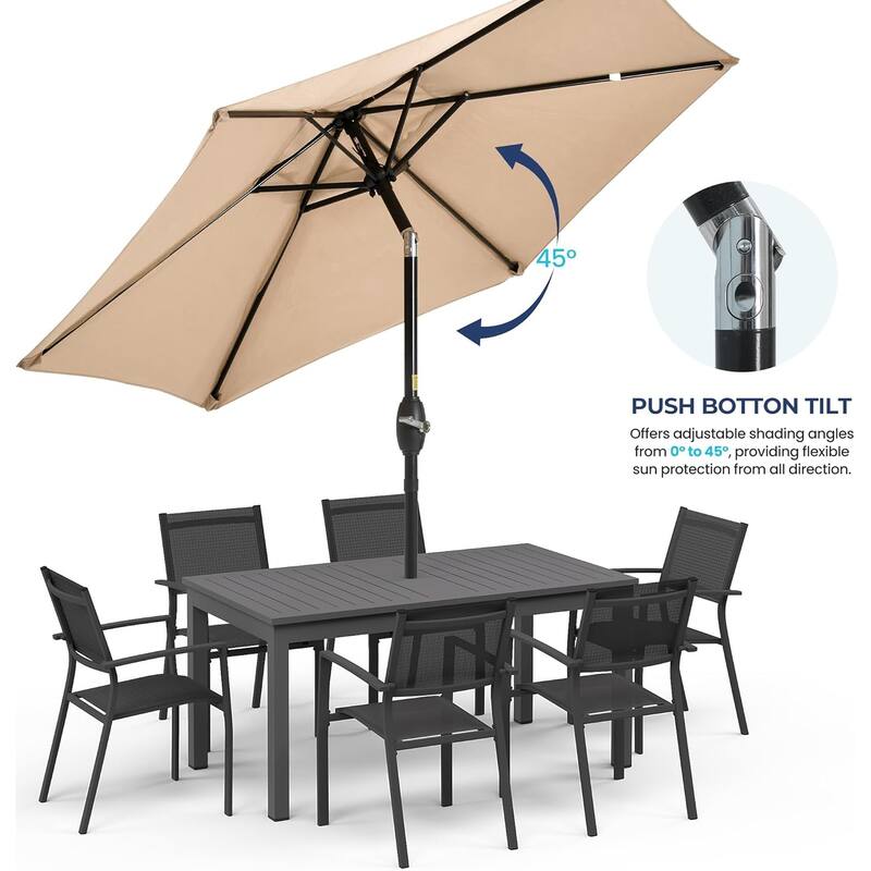 7.5' Outdoor Patio Umbrella with Push Button Tilt and Crank