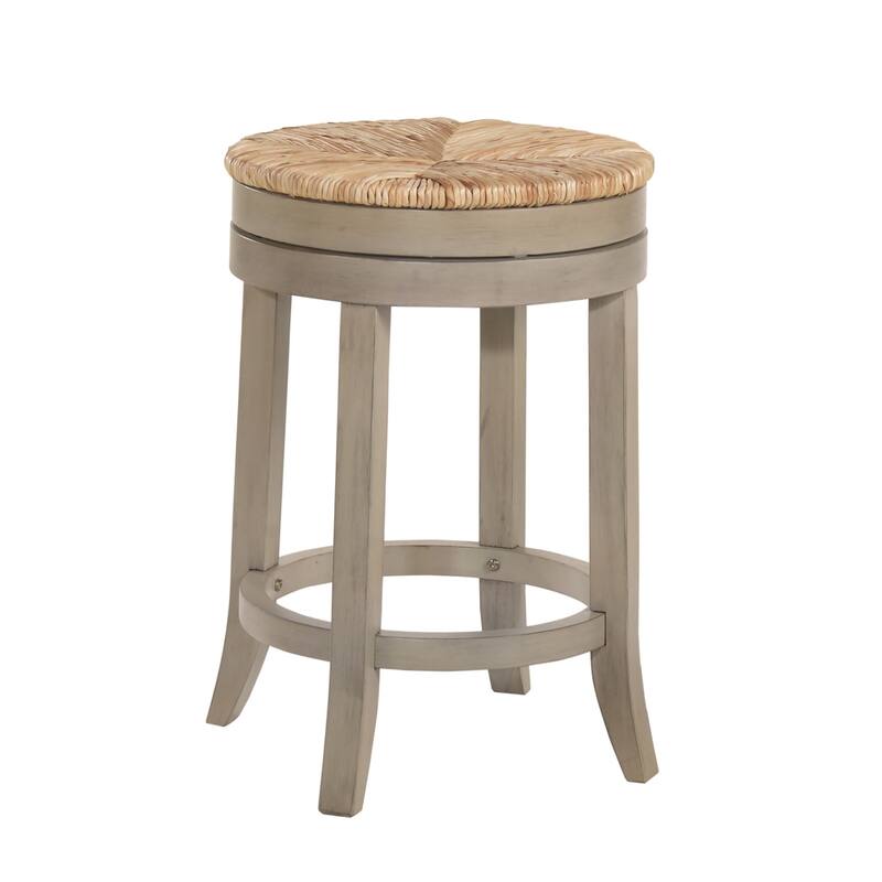 24" Natural And Antiqued White Solid Wood Swivel Backless Counter Height Bar Chair - Natural And Gray 24"
