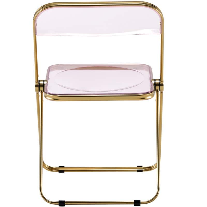 Lawrence Modern Foldable Transparent Acrylic Gold Chrome Folding Chair for Multipurpose Spaces Set of 2 - 30"
