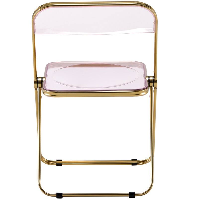 Lawrence Modern Foldable Transparent Acrylic Gold Chrome Folding Chair for Multipurpose Spaces Set of 4 - 30"