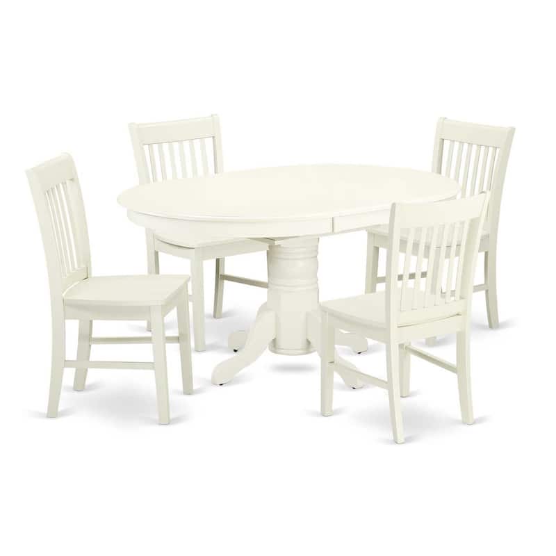 HomeStock 5-Piece Linen White Finish Solid Wood Top Dining table with 4 Chairs with Lattice Back