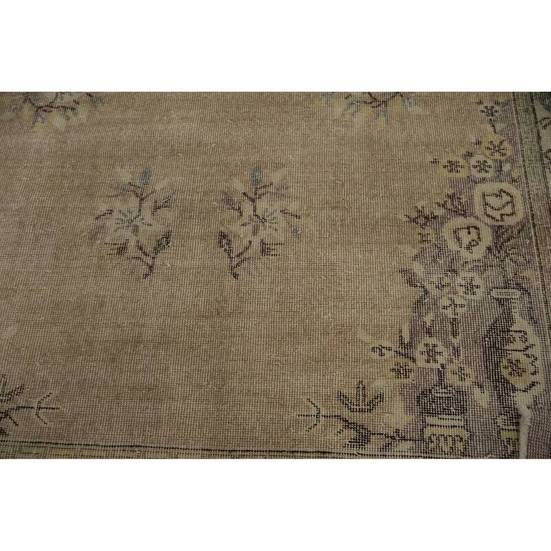 Hand Knotted Oriental 100% Wool Carpet Transitional Medallion Brown Anatolian Area Rug - 9' 7'' X 6' 1''