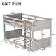 preview thumbnail 15 of 21, Low Twin Over Twin Size Bed Floor Bunk Bed with Panelled Headboard Footboard, Ladder and Guardrails, Solid Rubber Wood Frame