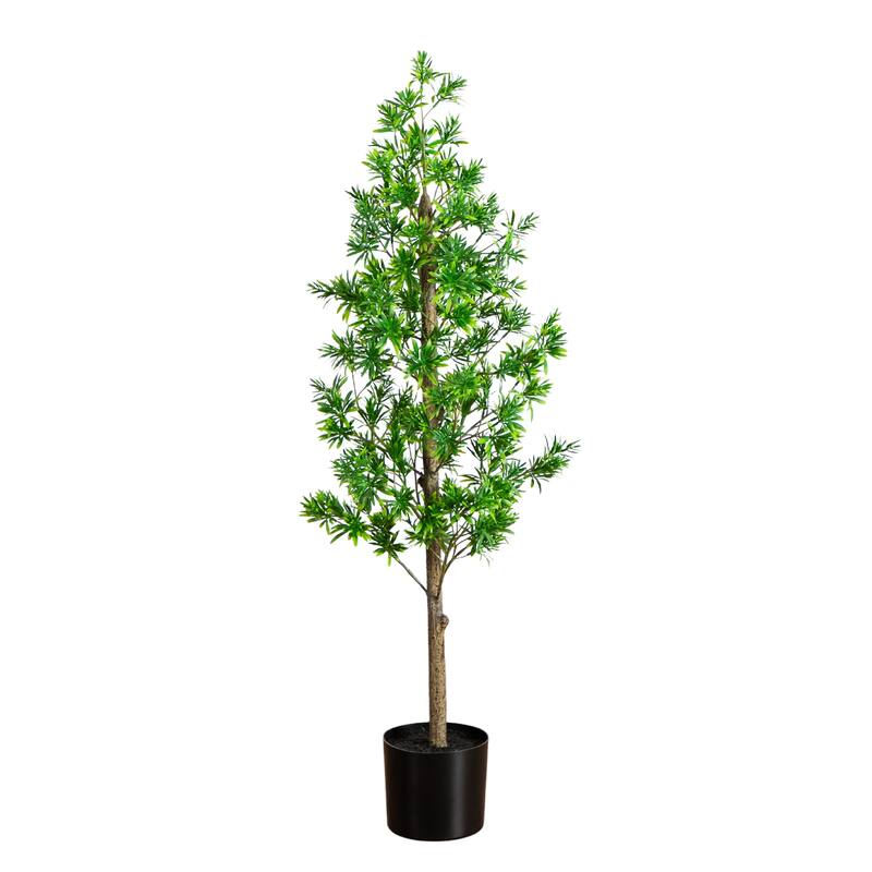 4-ft UV Artificial Podocarpus Artificial Tree (Indoor/Outdoor) - Green