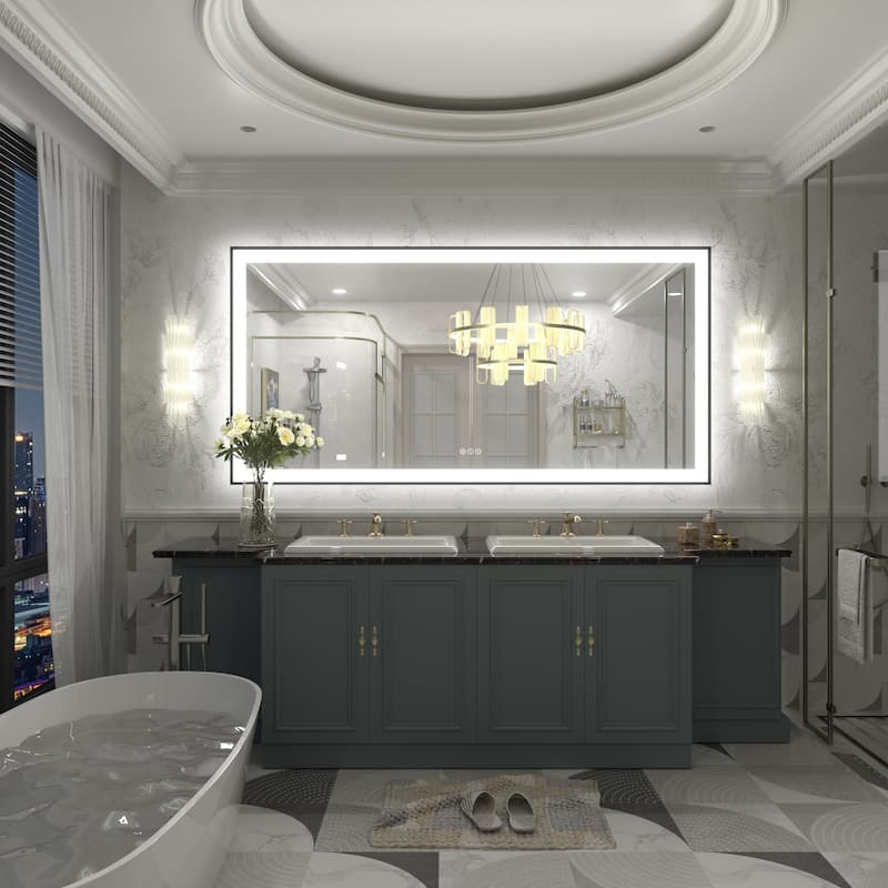 Front & Back LED Anti-Fog Tempered Glass Framed Bathroom/Vanity Mirror 3-Year Warranty