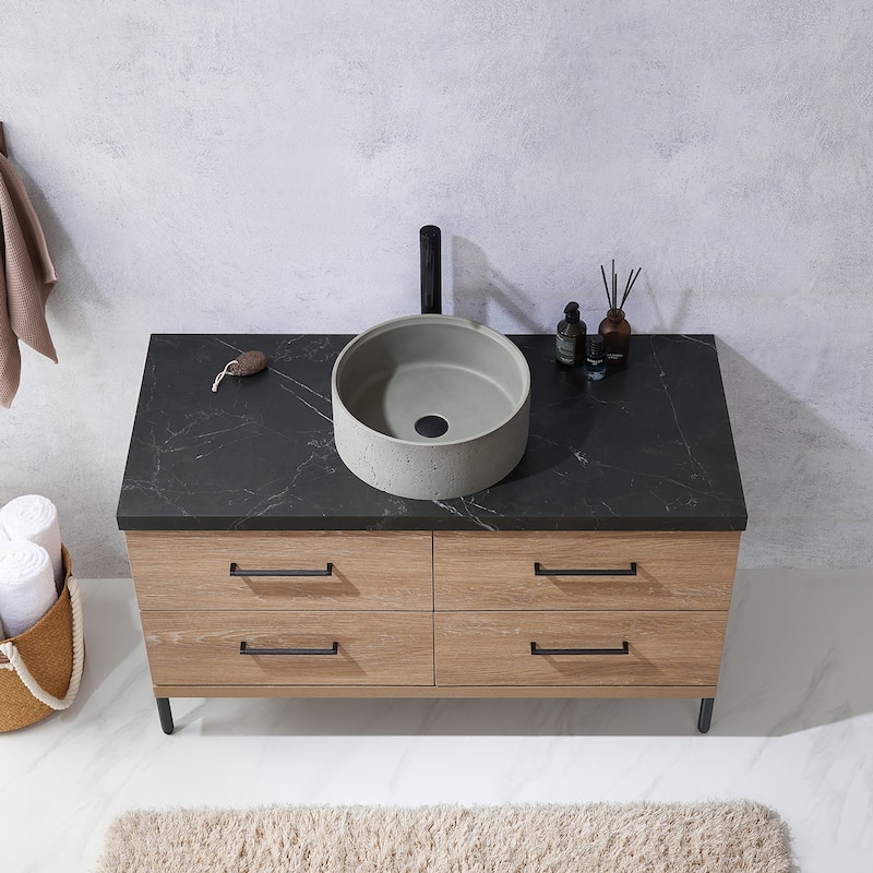 Trento Bath Vanity with Sintered Stone Top with Concrete Sink (R)