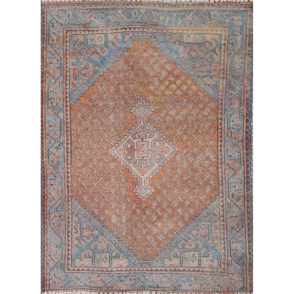 Distressed Botemir Persian Vintage Rug Handmade Wool Carpet - 3'6" x 4'11"