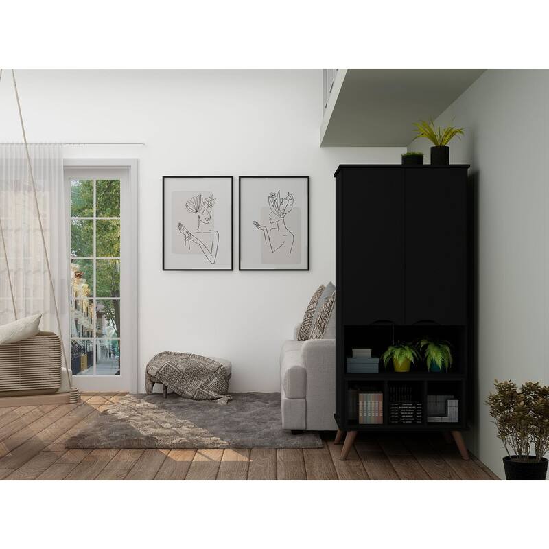 Manhattan Comfort Hampton Wood 6 Shelf Display Cabinet