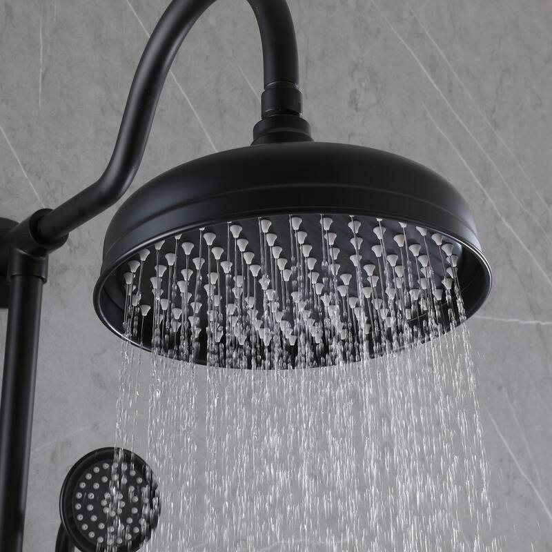Matte Black Rain Showerhead Shower System with Valve