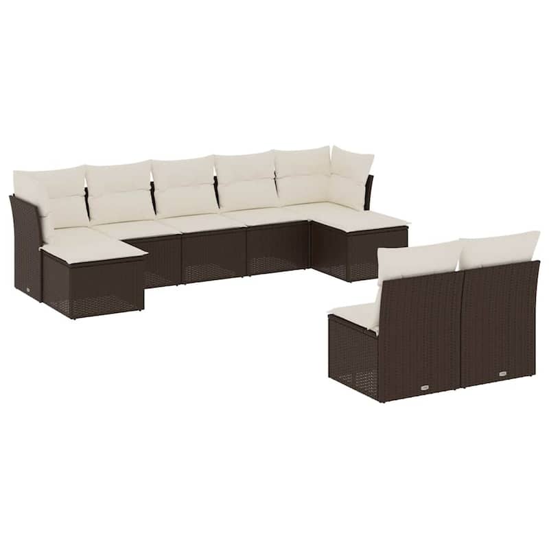 vidaXL Garden Sofa Set Brown PE Rattan Large Modular Garden Sofa Set - 21.7 x 21.7 x 14.6