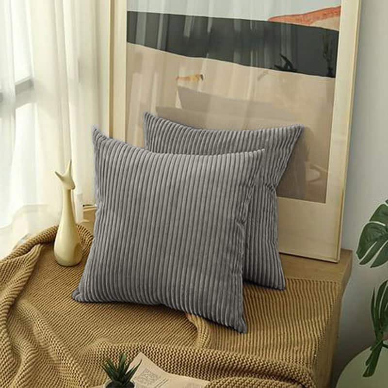 Set of 2 Modern Decorative Soft Corduroy Throw Pillows