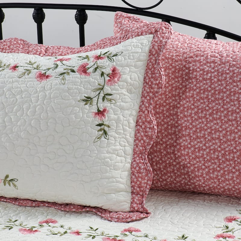 5 Piece Embroidered Daybed Cover Set with Bedskirt