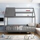 preview thumbnail 1 of 6, Full Platform Bed for Kids, Wooden House Bedframe with Fence & Roof Gray - Full