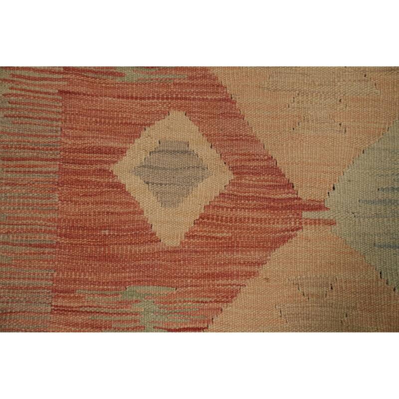 Hand Woven Oriental 100% Wool Carpet Southwestern Tribal Oranges & Rust Kilim Area Rug - 7' 10'' X 4' 9''