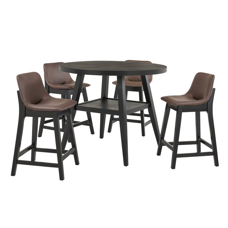 Savinhill Black Finish 44" Round Counter Height Dining Set by iNSPIRE Q Modern - Brown