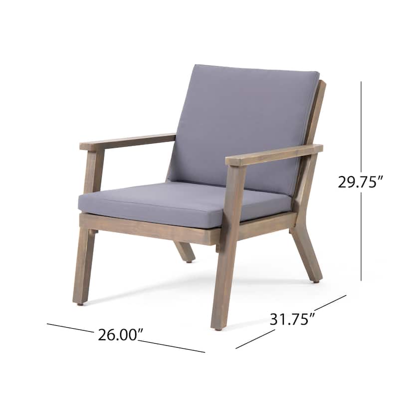 Roomfitters Outdoor Lounge Chair Set with Cushions and Angled Wood Frame, Set of 2, Weather-Resistant Design, Grey
