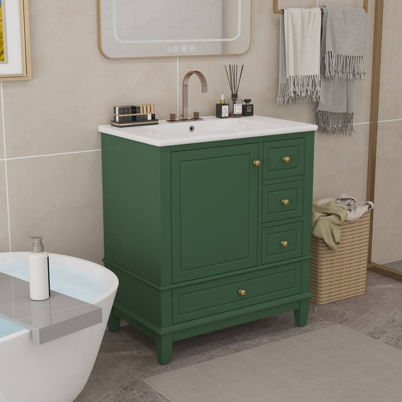 30"Freestanding Bathroom Vanity with Ceramic Sink