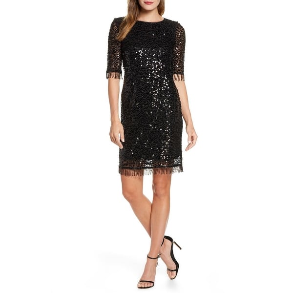 Taylor Women's Sequined Fringe Shift Dress Black Size 4 - Bed Bath & Beyond - 40583652 Taylor Women's Sequined Fringe Shift Dress Black Size 4 - Bed Bath & Beyond - 40583652