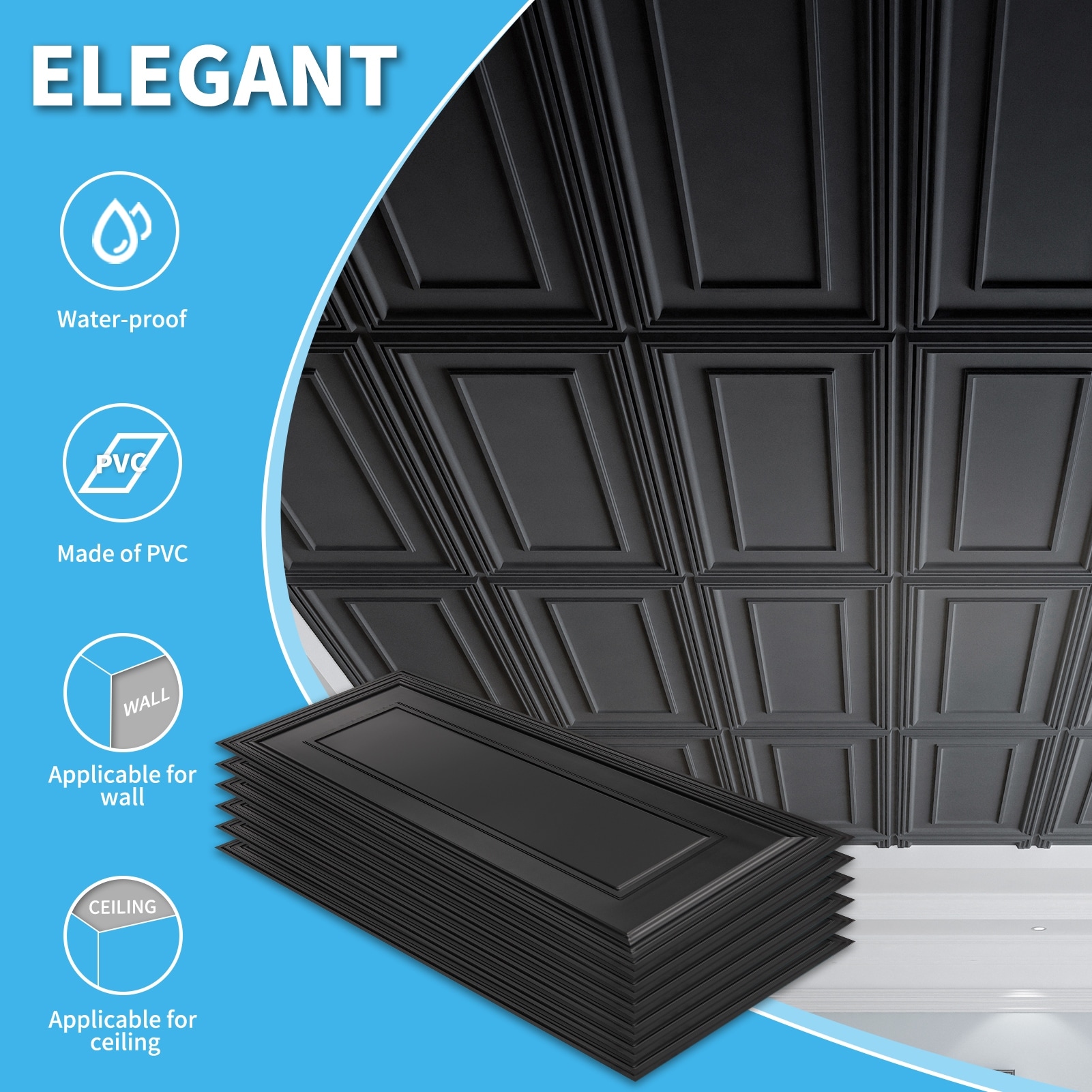 Art3d 3D PVC Drop Ceiling Tiles, 3D Wall Panels, 2x4 ft. - Picture 9 of 15