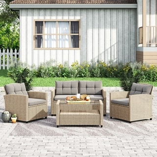 Corvus Armitage 4-piece Outdoor Wicker Sofa Set with Cushions