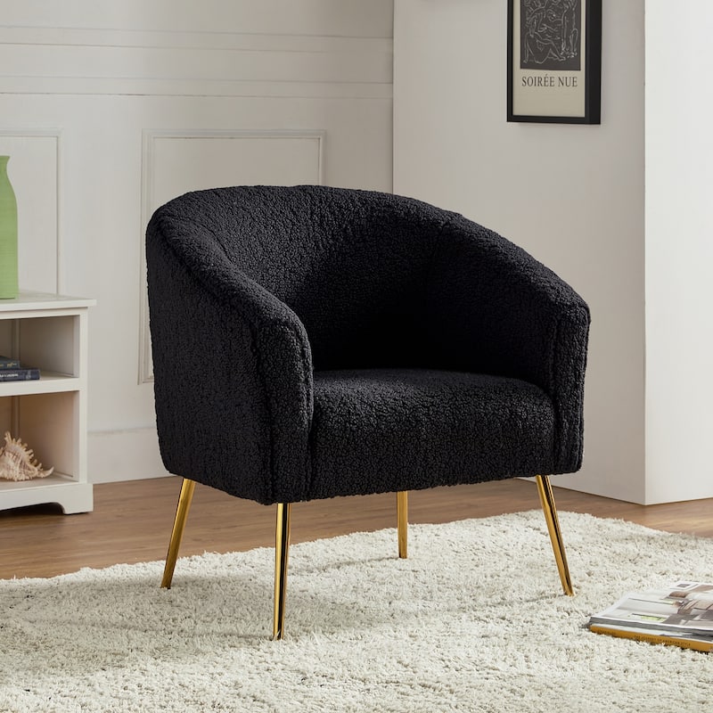 Rovigo Modern Upholstered Living Room Accent Barrel Chair with Metal Legs by HULALA HOME