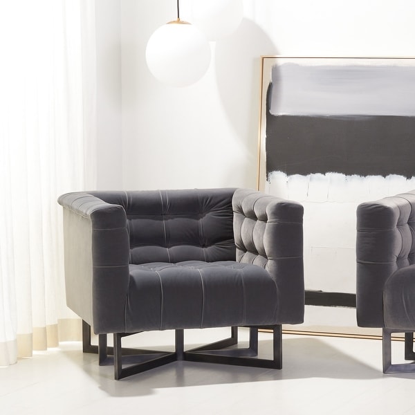 SAFAVIEH Couture Myra Modern Tufted Accent Chair - 35.4" W x 27.6" L x 31.5" H. Opens flyout.