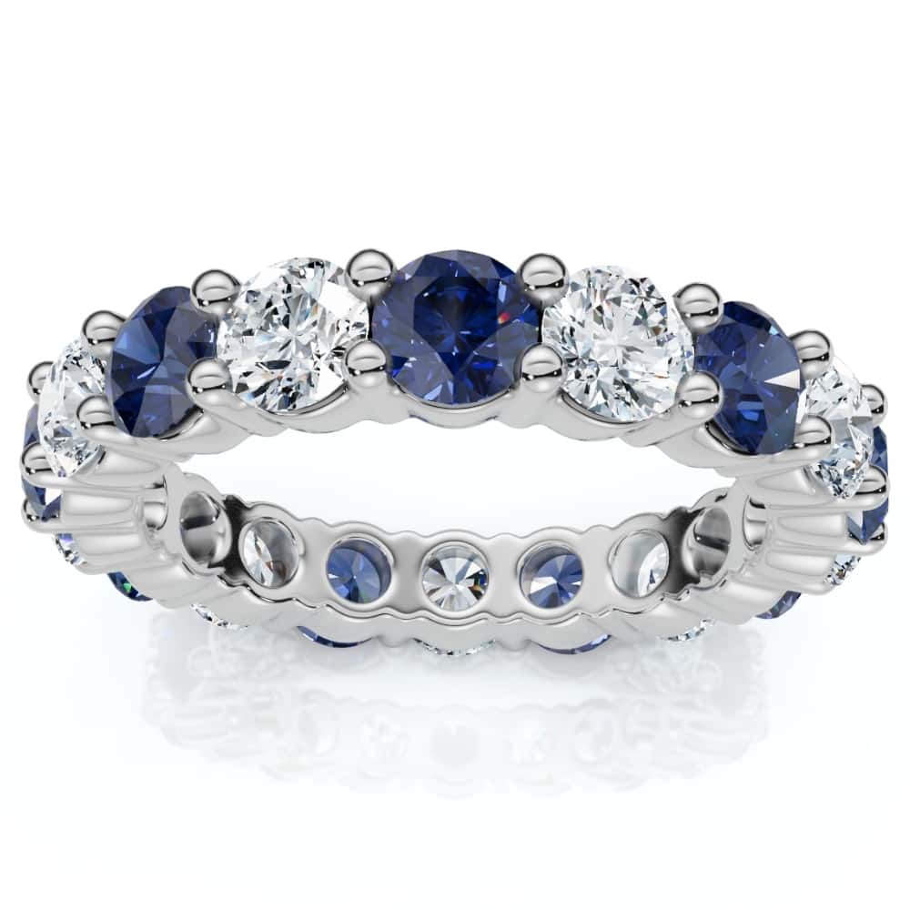 Bliss Diamond 3Ct Blue Sapphire & Diamond Eternity Ring Gold Lab Grown