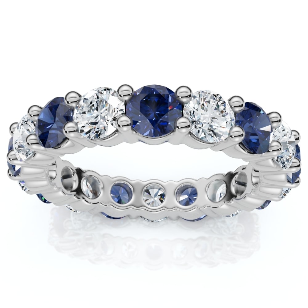 Bliss Diamond 3Ct Blue Sapphire & Diamond Eternity Ring Gold Lab Grown