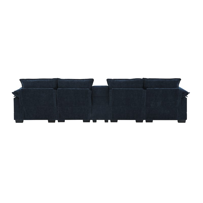 U-Shaped Symmetrical Sectional Sofa with Console, Chaise, USB Ports