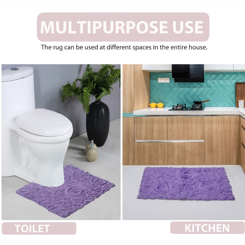 Bell Flower Bathroom Rug, Cotton Soft, Water Absorbent Bath Rug, Non Slip Shower Rug Machine Washable 24"x40" Rectangle
