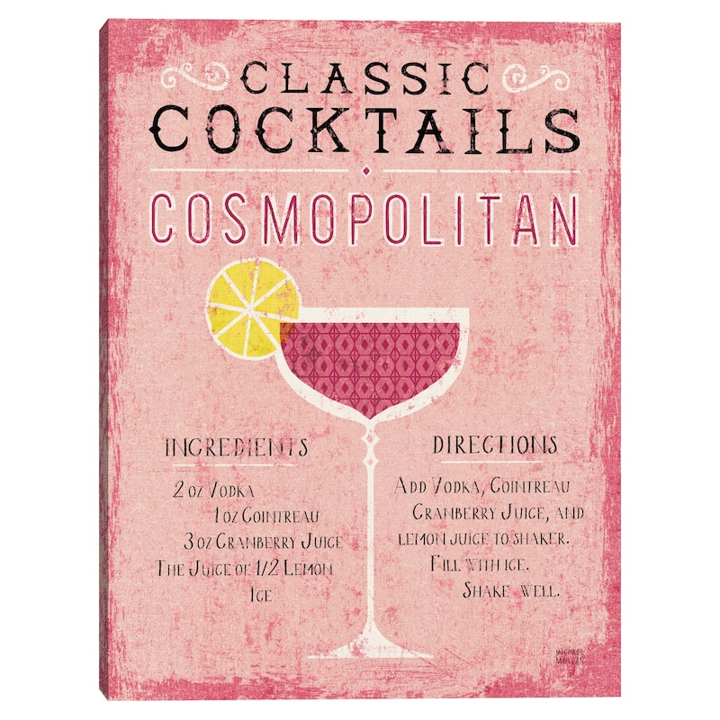 Classic Cocktails Cosmopolitan Pink Canvas Art Print