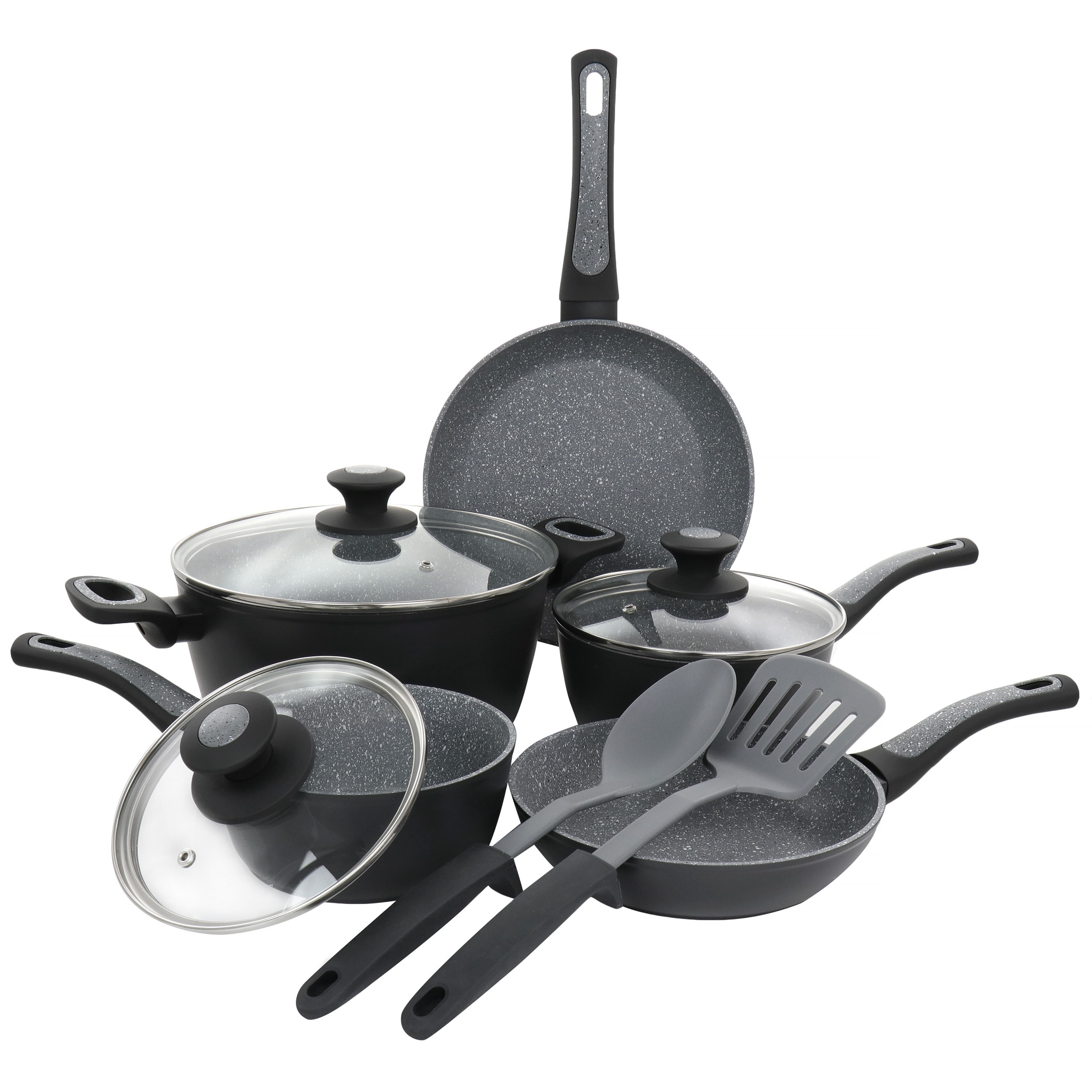 Anolon X Hybrid Nonstick Aluminum Nonstick Cookware Induction Pots and Pans  Set, 10-Piece, Super Dark Gray