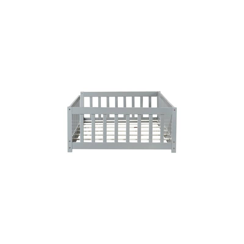 Twin Size Floor Bed with Fence without Door