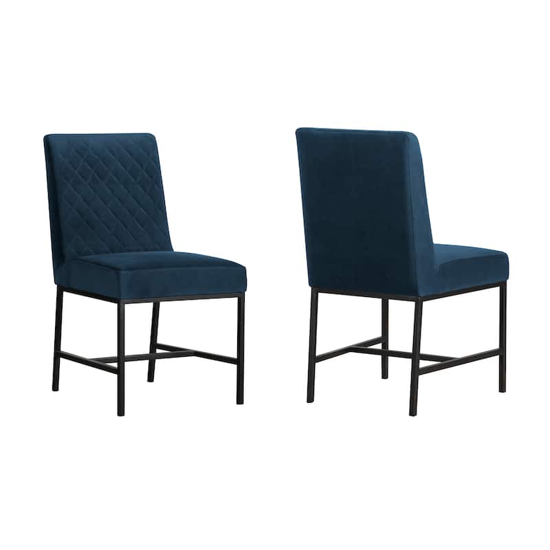 Napoli Velvet and Black Leg Modern Accent Dining Chair- Set of 2