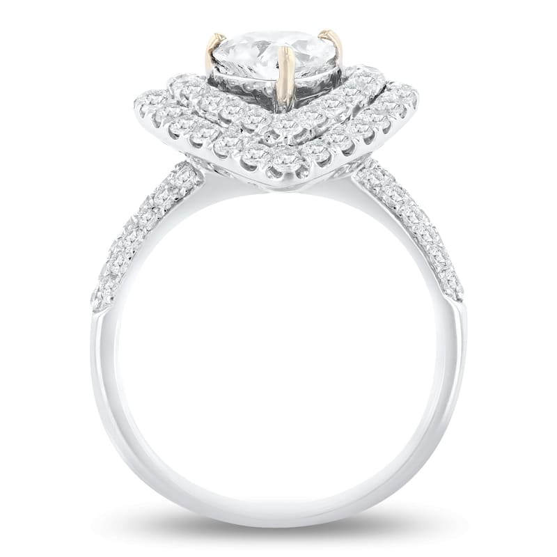 Auriya 18k Gold 1 7/8ctw Heart Shaped Diamond Halo Engagement Ring 18k White Gold Certified