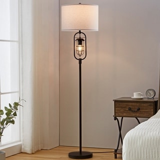 逆鱗-AMBER- 【SOMABITO×LAMPUP】 KAWOTI 62.5 inch Bronze Standard Floor Lamp with Night Light - On