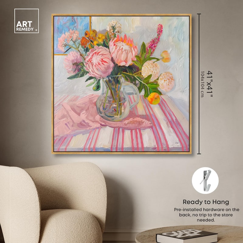 Pink Protea Pitcher Canvas by Art Remedy