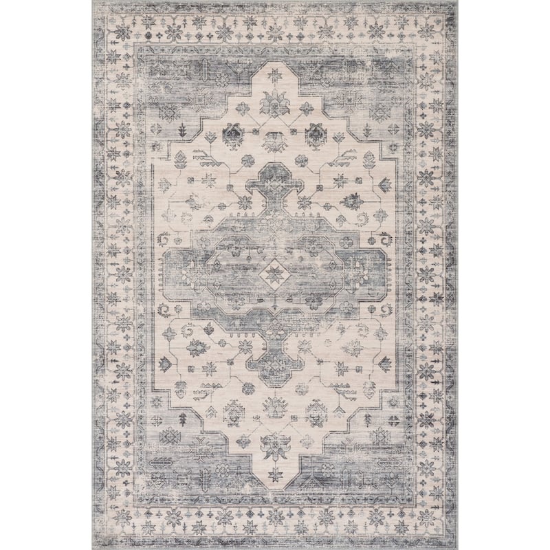 Nuloom Vinka SplashGuard Machine Washable Area Rug - 4' x 6' - Light Grey - Rectangle