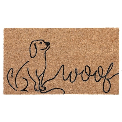 Coir Door Mat (Dog - Woof) - 2' x 6' Runner