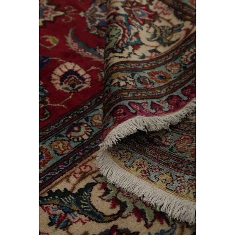 Hand Knotted Oriental 100% Wool Carpet Traditional All-Over Red Tabriz Area Rug - 18' 2'' X 11' 6''